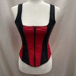 Red and Black Empire Intimates Zip front Corset